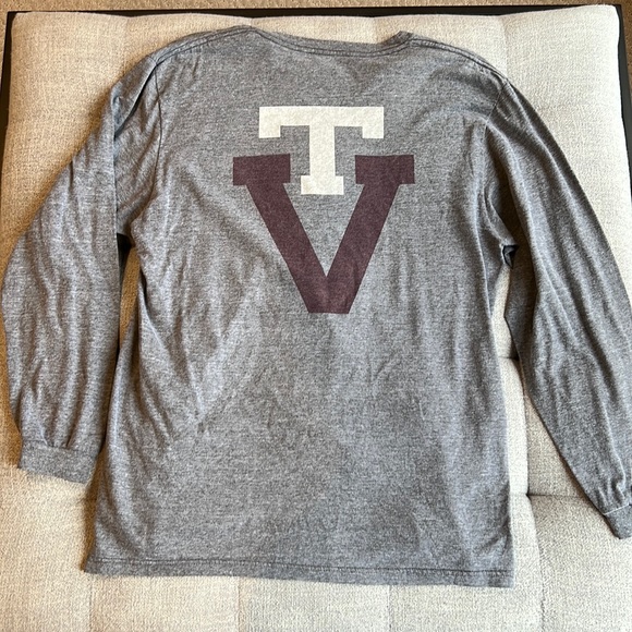 Men’s Vintage VT Virginia Tech Long Sleeve Tee Grey Large - Picture 1 of 5